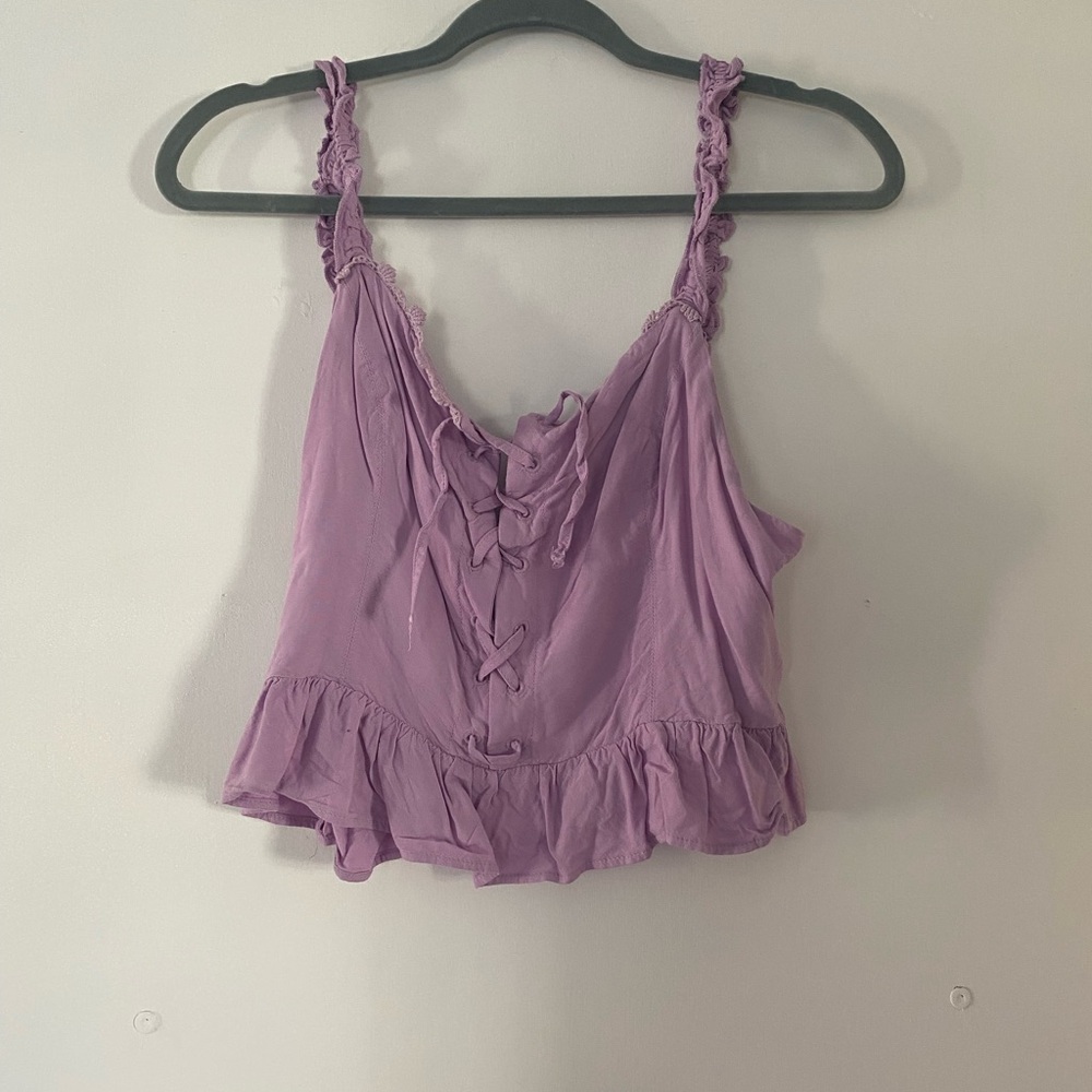 Urban Outfitters Lavender Ruffle Lace-Up Camisole